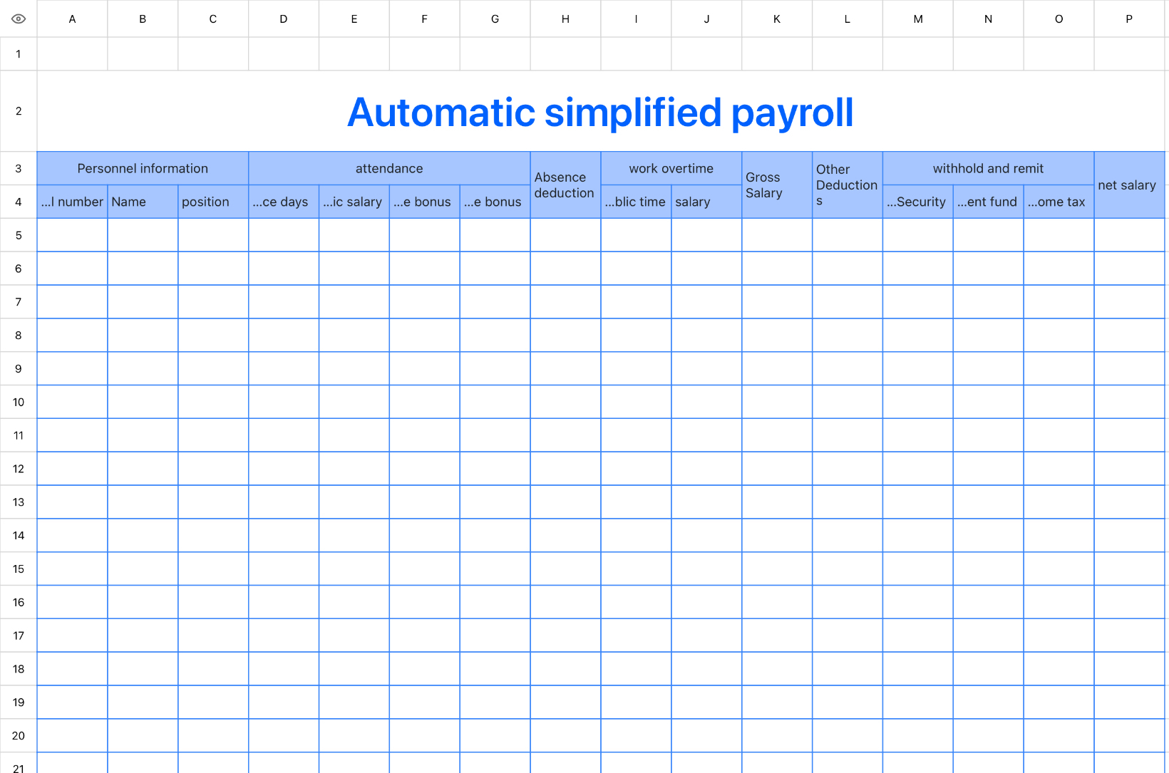 Automatic simplified payroll